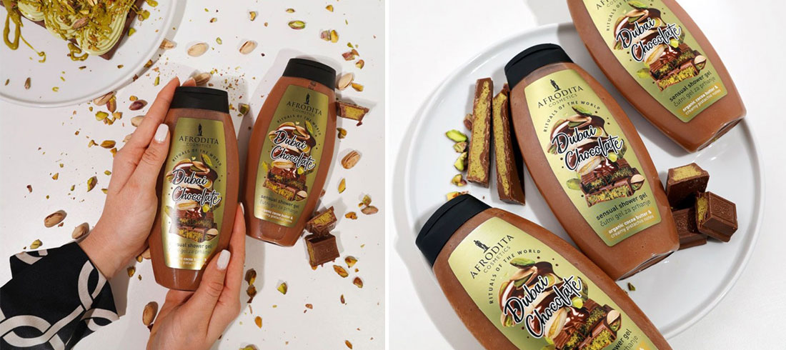 Stigao je novi Afrodita kremasti gel za tuširanje Dubai Chocolate s pistacijom!