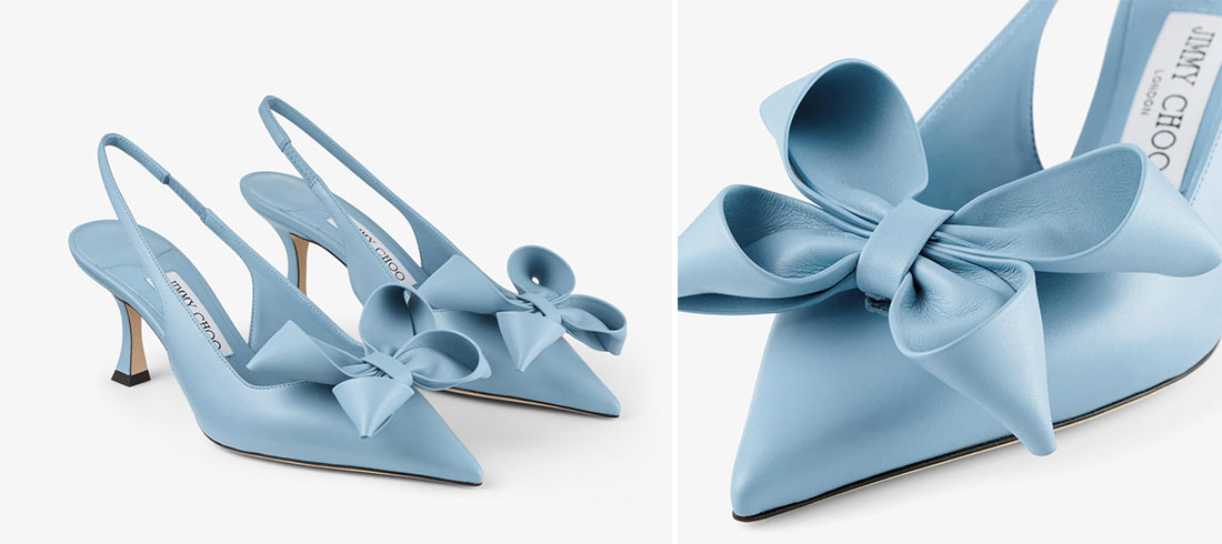 Jimmy Choo sandale s mašnom – Elegancija u “dusty blue” nijansi